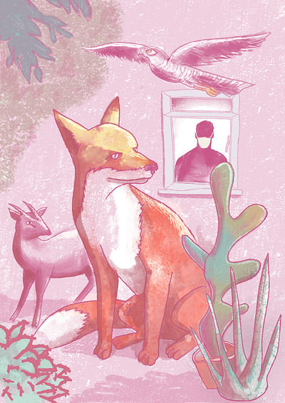 The Animals of Lockdown animals covid covid19 deer digital art digital painting editorial editorial illustration fox garden illustration lockdown procreate sparrowhark texture united kingdom wildlife