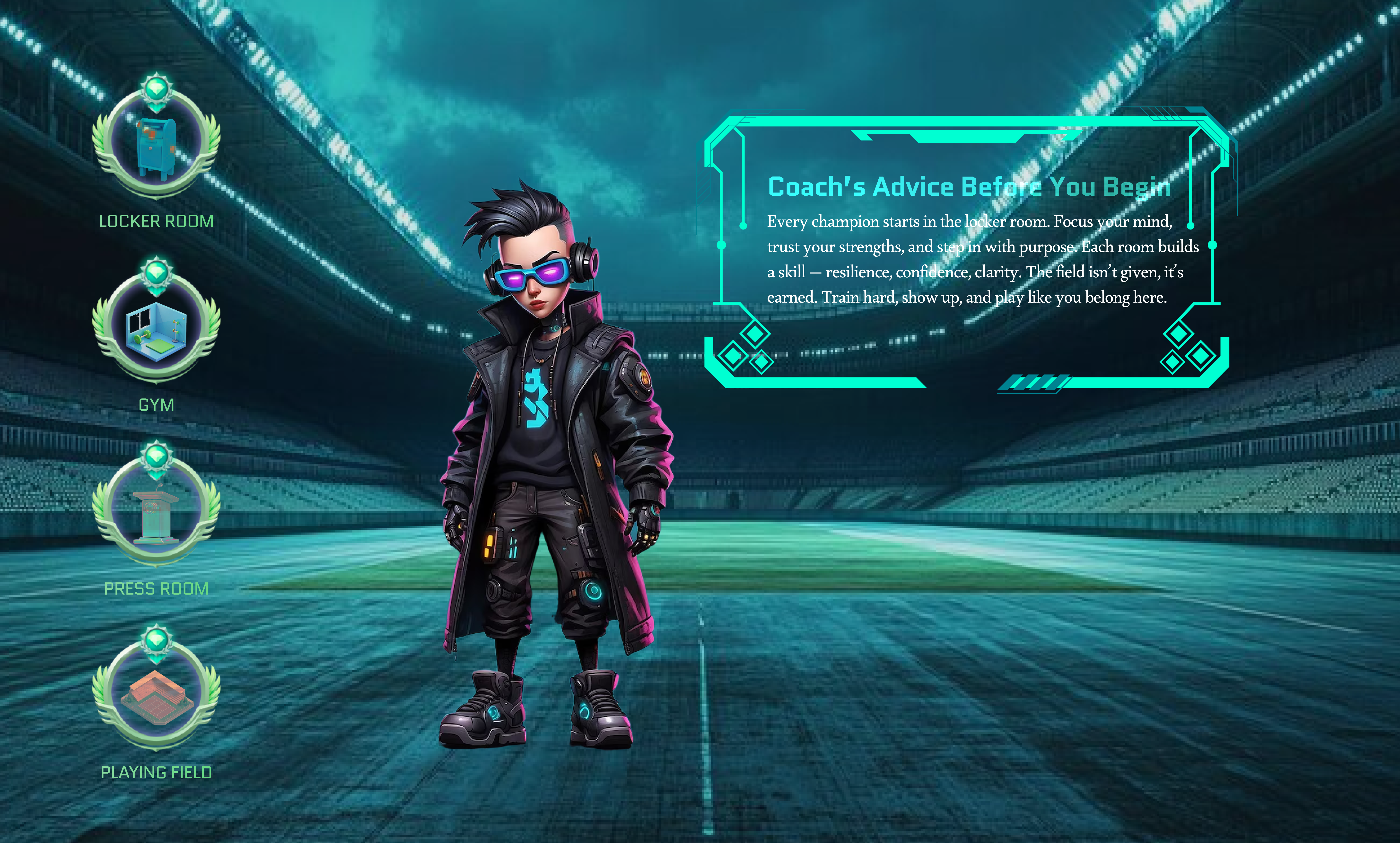 Future Stadium – Gaming UI graphic design ui