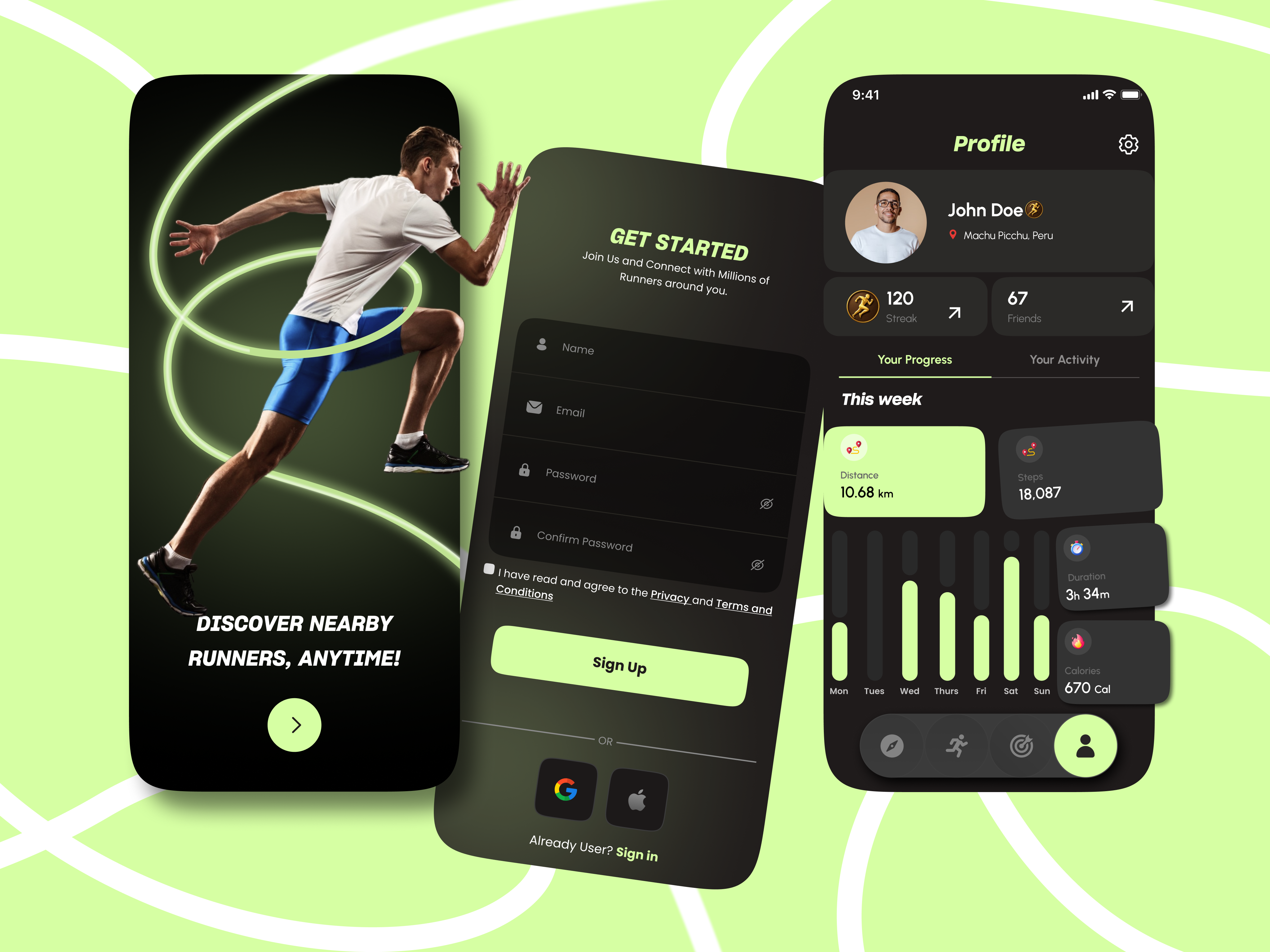 RunBuddy | Mobile Application animation app ui community app dark ui fitness mobile mobile app running app social app sports app ui ui ux