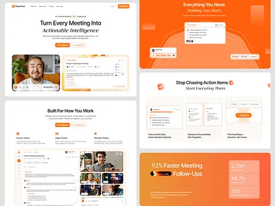 Website for a AI SaaS Platform ✦ MeetFlow design interface product service startup ui ux web website