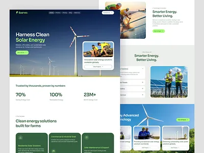 Solar Energy Landing Page eco friendly green energy landing page solar electricity solar energy solar landing page solar pannel solar system solar website visual design web design website design