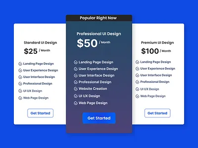 Pricing Table for Website Designing Agency app branding design graphic design illustration logo typography ui ux vector