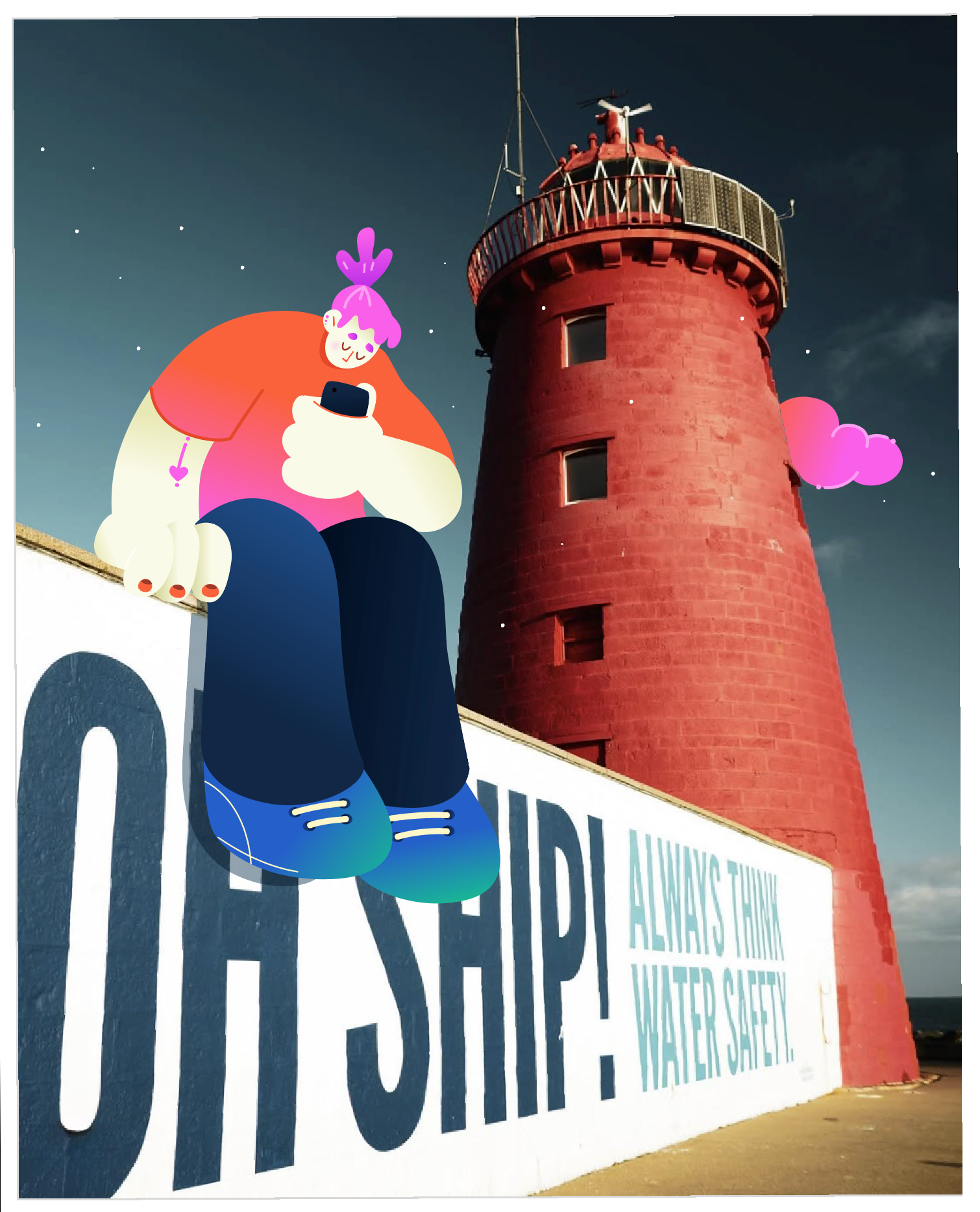 Lighthouse editorial graphic design illustratio poster