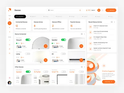 Smartiva - Devices Control Dashboard clean dashboard design home iot product design smarthome smarthome dashboard smarthome design ui ui design uiux