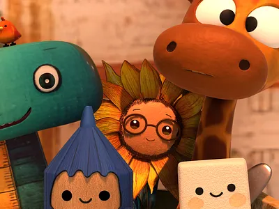 Friends in the Pencil Case 3d animation illustration
