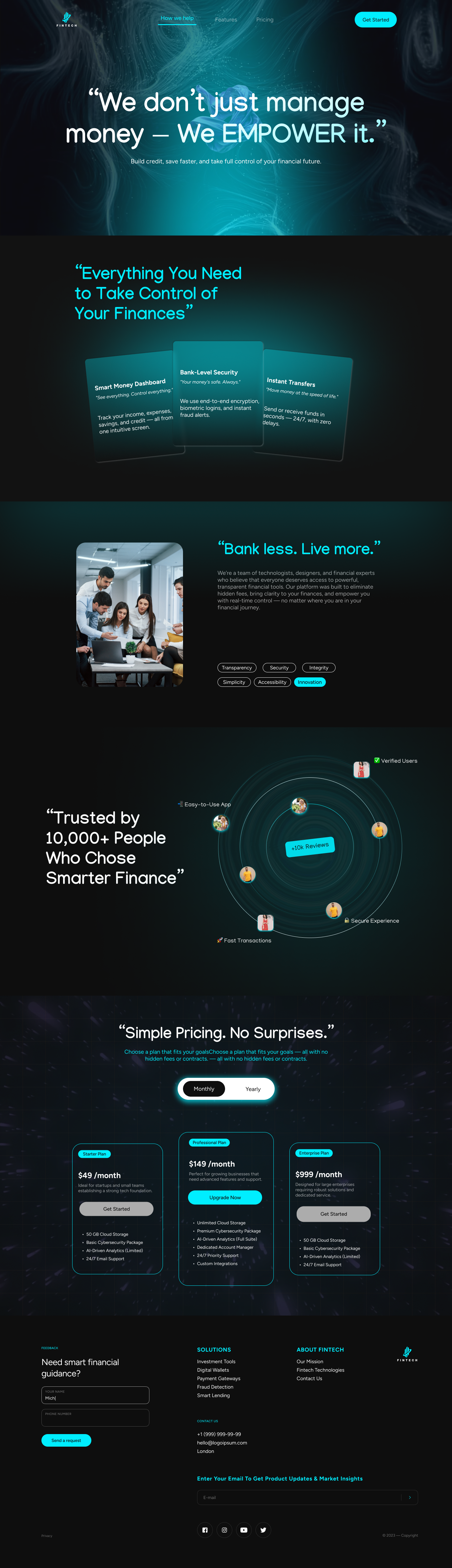 Fintech Web fintech landing page ui ux design web design