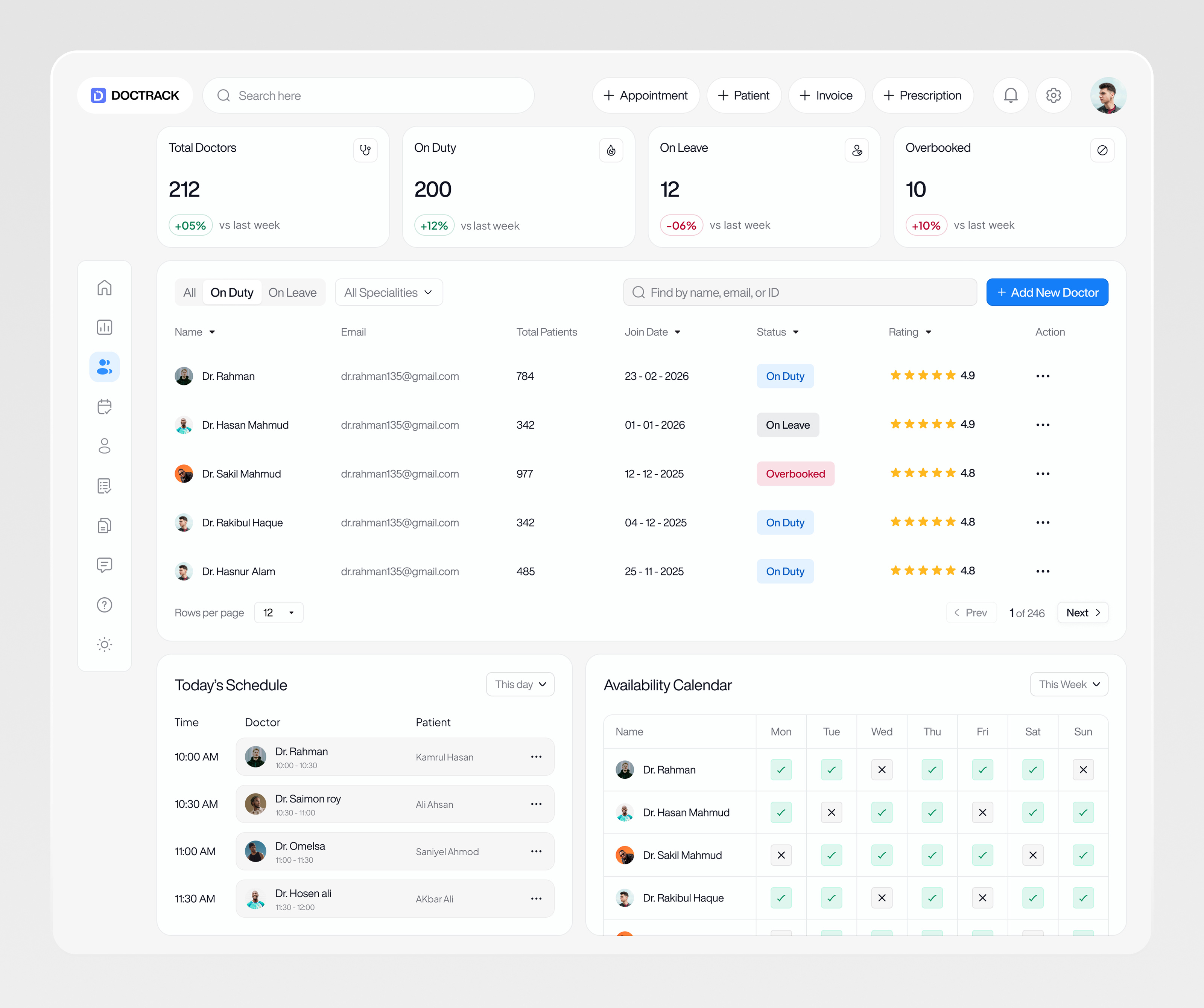 Hospital Doctor Management Screen admin dashboard ai health ai product ai project clinic dashboard doctor doctor appointment doctor management health healthcare healthcare project healthtech hospital patient saas schedule web app