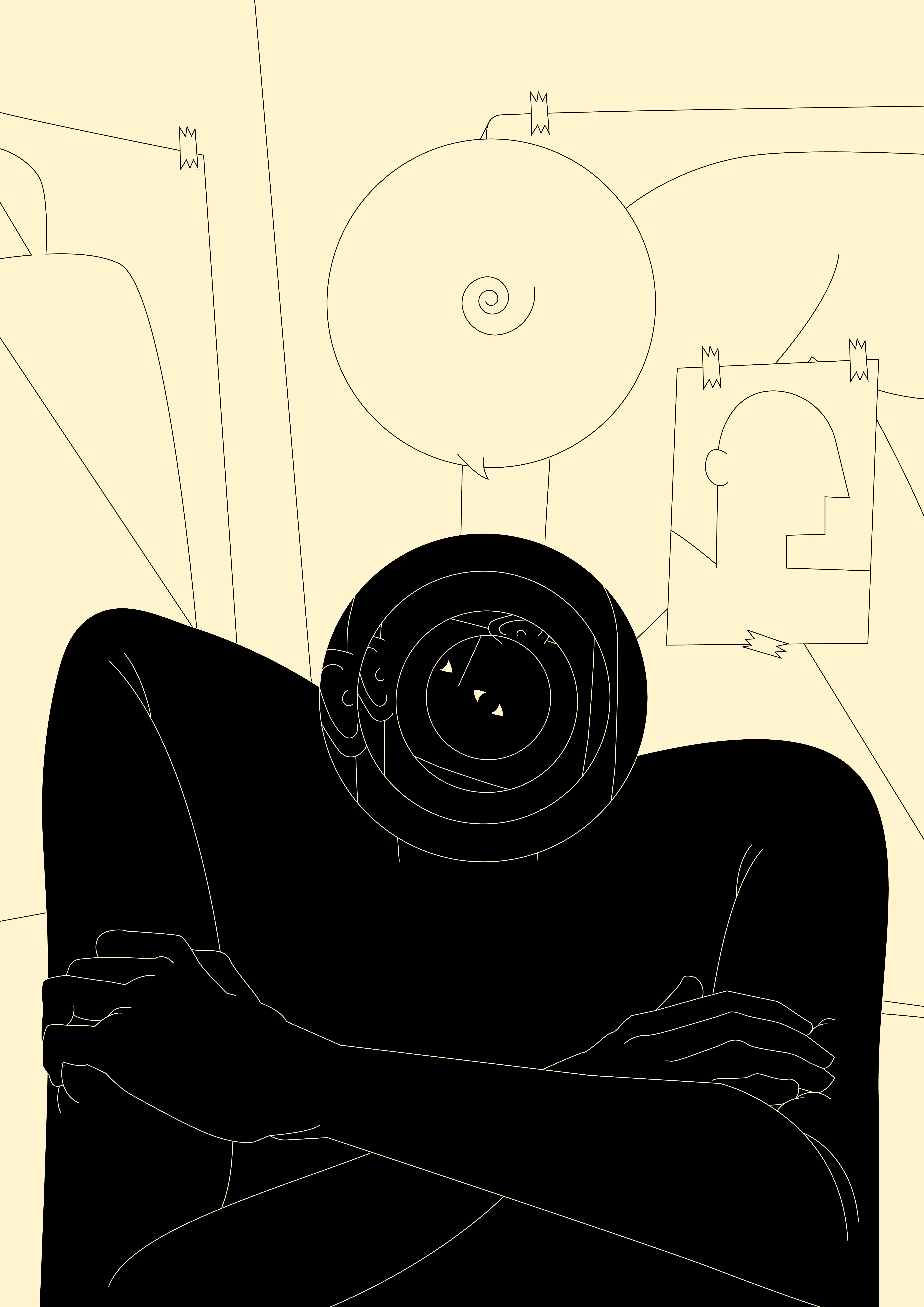 Spiraling in thoughts abstract artwork blog branding conceptual illustration cover cover illustration design dual meaning editorial editorial illustration emotional thoughness figure figure illustration illustration laconic lines minimal post