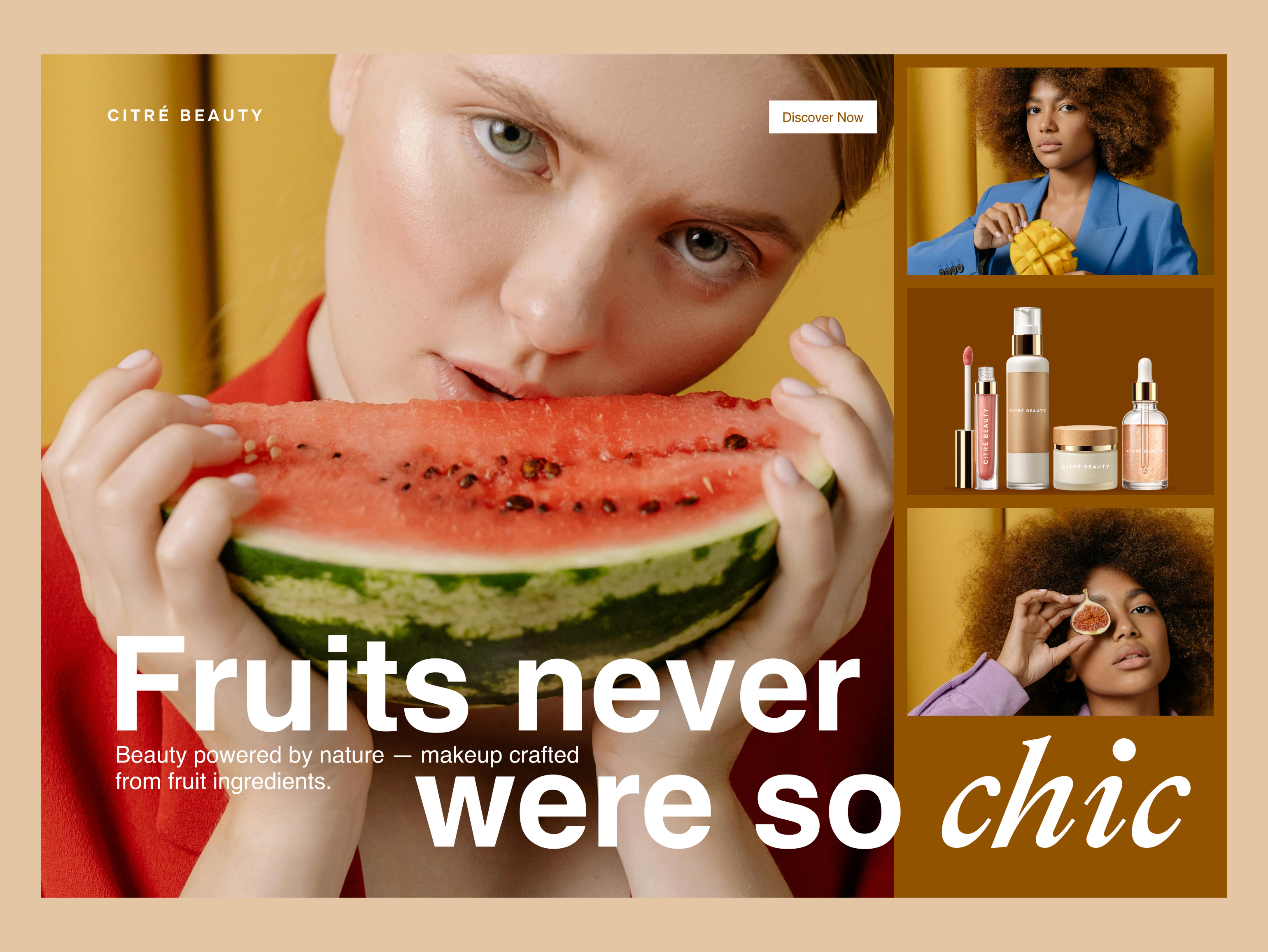 Citré Beauty Hero color dektop design fashion font fruits graphic design hero landing makeup natural ui