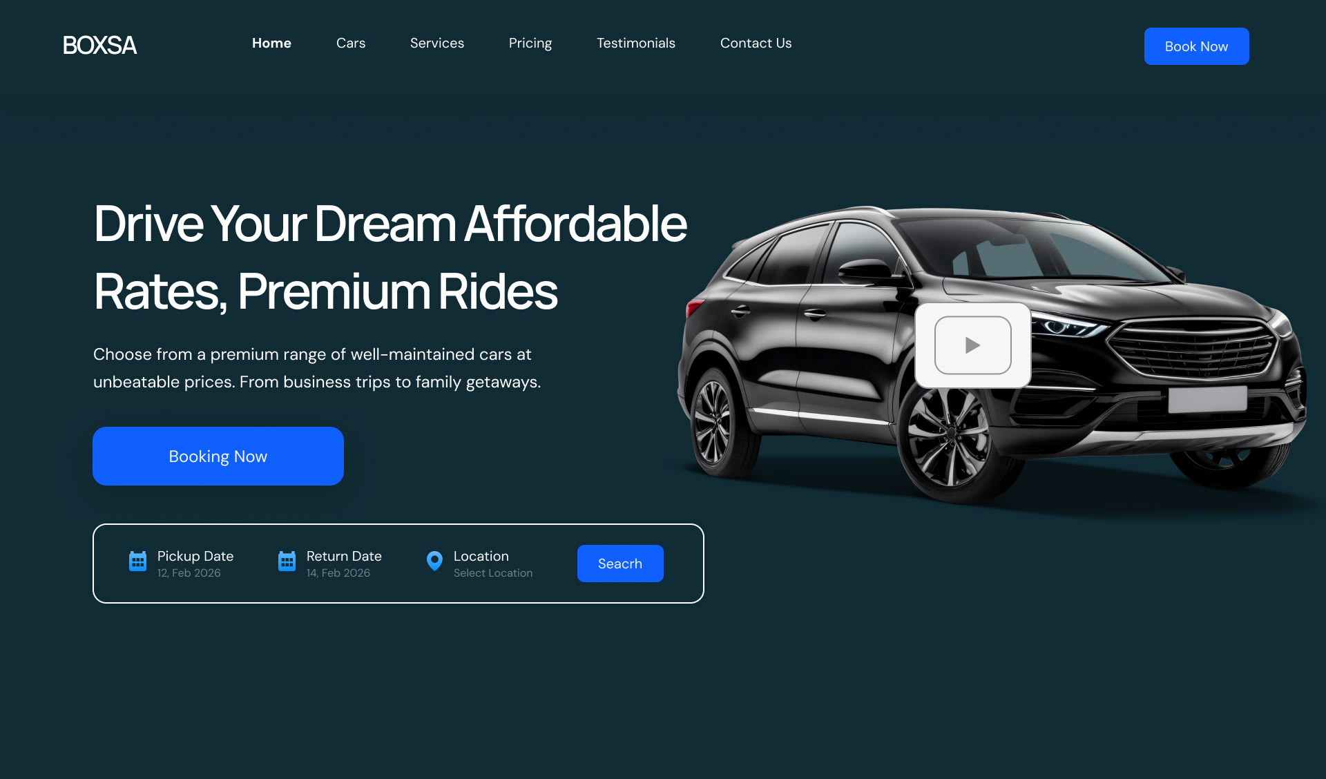 BOXSA Car Premium Rides Hero Landing Page design landing page ui
