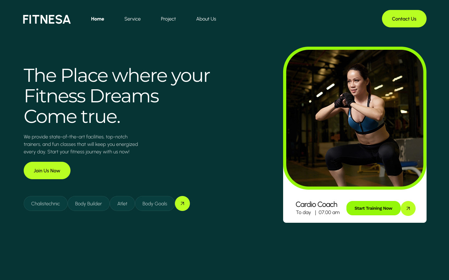 Fitnesa Fitness & workout landing page fitness landing page ui uiux website