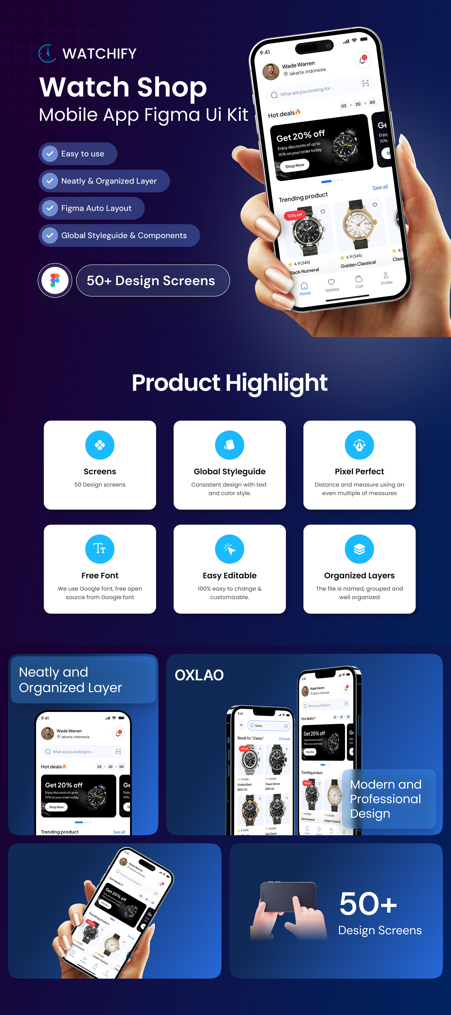 Watchify-Watch Shop Mobile App Figma Ui kit app design design illustration mobile app ui uiux
