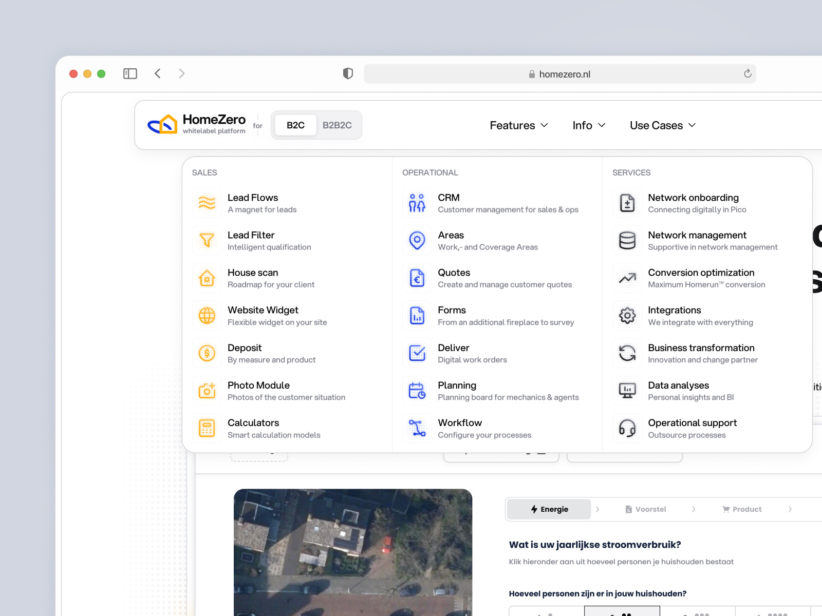HomeZero — SaaS Website Mega Menu Navigation Design