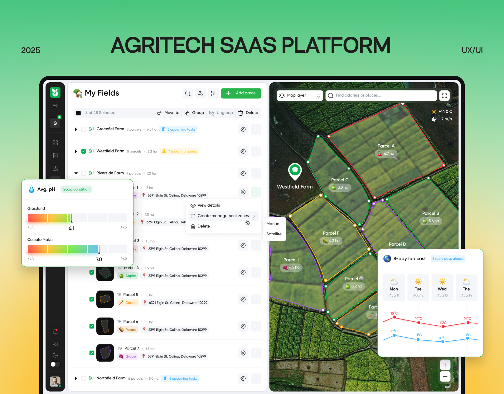 🌱Farm Management SaaS Platform UX UI Dashboard Agricultural App agricultural platform design agriculture dashboard dashboard design dashboard ui design farm management platform field operating software ui figma map based platform motion graphics product design saas saas dashboard design saas design smart farming app design ui uiux ux web app design web application ui design