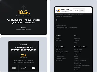 Integration Hub for B2B Energy Infrastructure SaaS b2b cleantech energy enterprise footer greentech grid infrastructure integrations interface modules navigation platform saas solar systems ui ux web website
