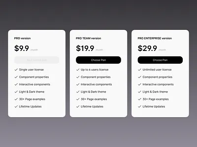 Price page - Made with SnowUI dashboard ui kit