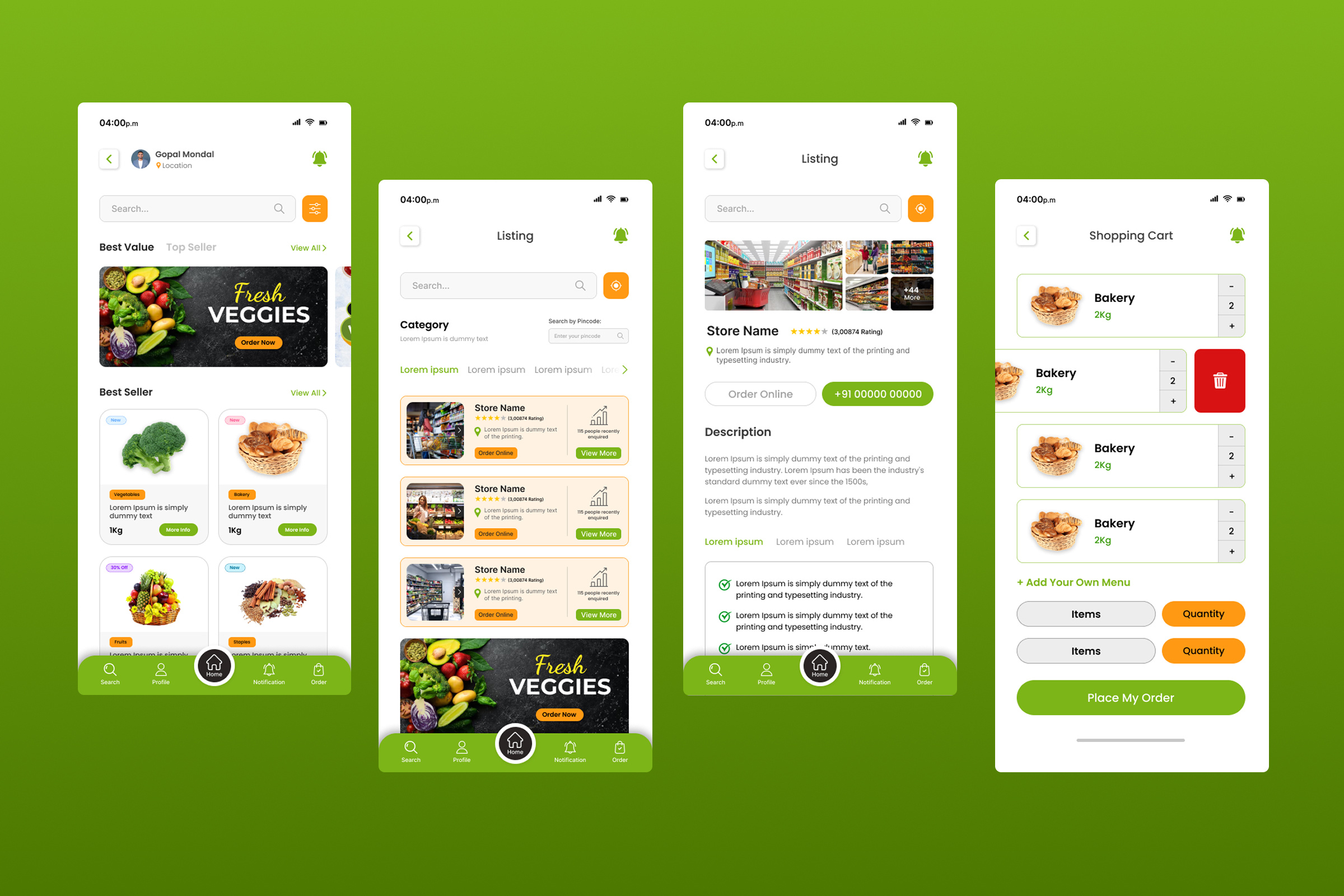 Example of Mobile App Design With 10 Screens