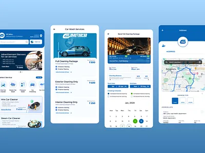 Car cleaning service booking App app application concept design figma mobile ui ux