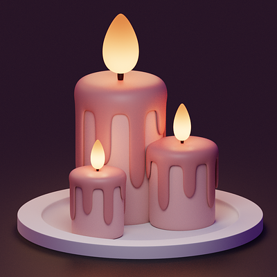 Three candles 100daysof3d 3dart blender blender3d candles cyclesrender modeling
