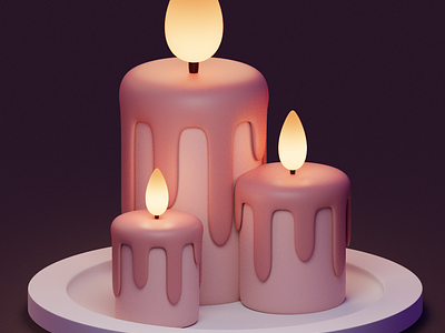 Three candles 100daysof3d 3dart blender blender3d candles cyclesrender modeling