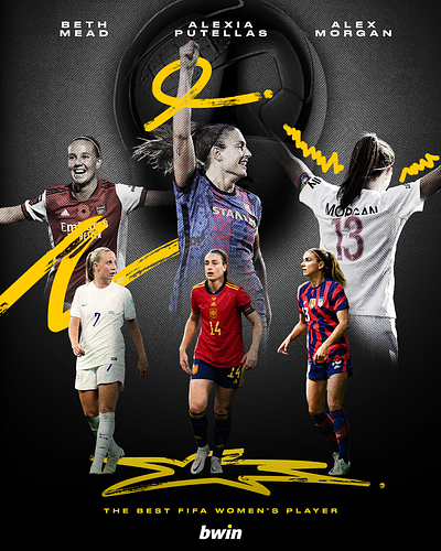 The Best | Women's Player design digital art football graphic design half tone illustration photoshop poster soccer social media sports women football