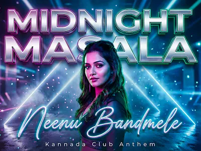 Midnight Masala – Neenu Bandmele | Music Poster Design 8k design album cover branding cinematic poster concept poster creative direction digital art electronic music visual high detail rendering hybrid intelligence art independent artist motion inspired art music artwork neon lighting nightclub visual poster design typography visual identity