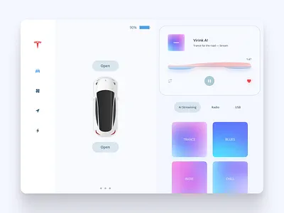 Daily UI 034 — Car Interface car car interface cars clean design concept daily ui daily ui challenge figma futuristic graphic design music music player product design streaming tesla ui ui design ux ux design virink
