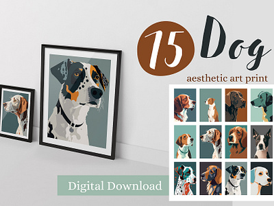 Dog Illustration Art Print Poster animal art print dog illustration poster print printable puppy wall art