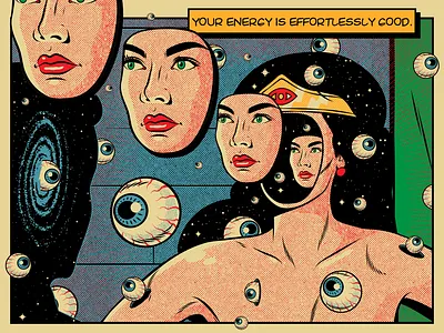 Your energy is effortlessly good! comics design energy illustration life positive thinking psychedelic retro surrealism trippy typography vector vintage wisdom