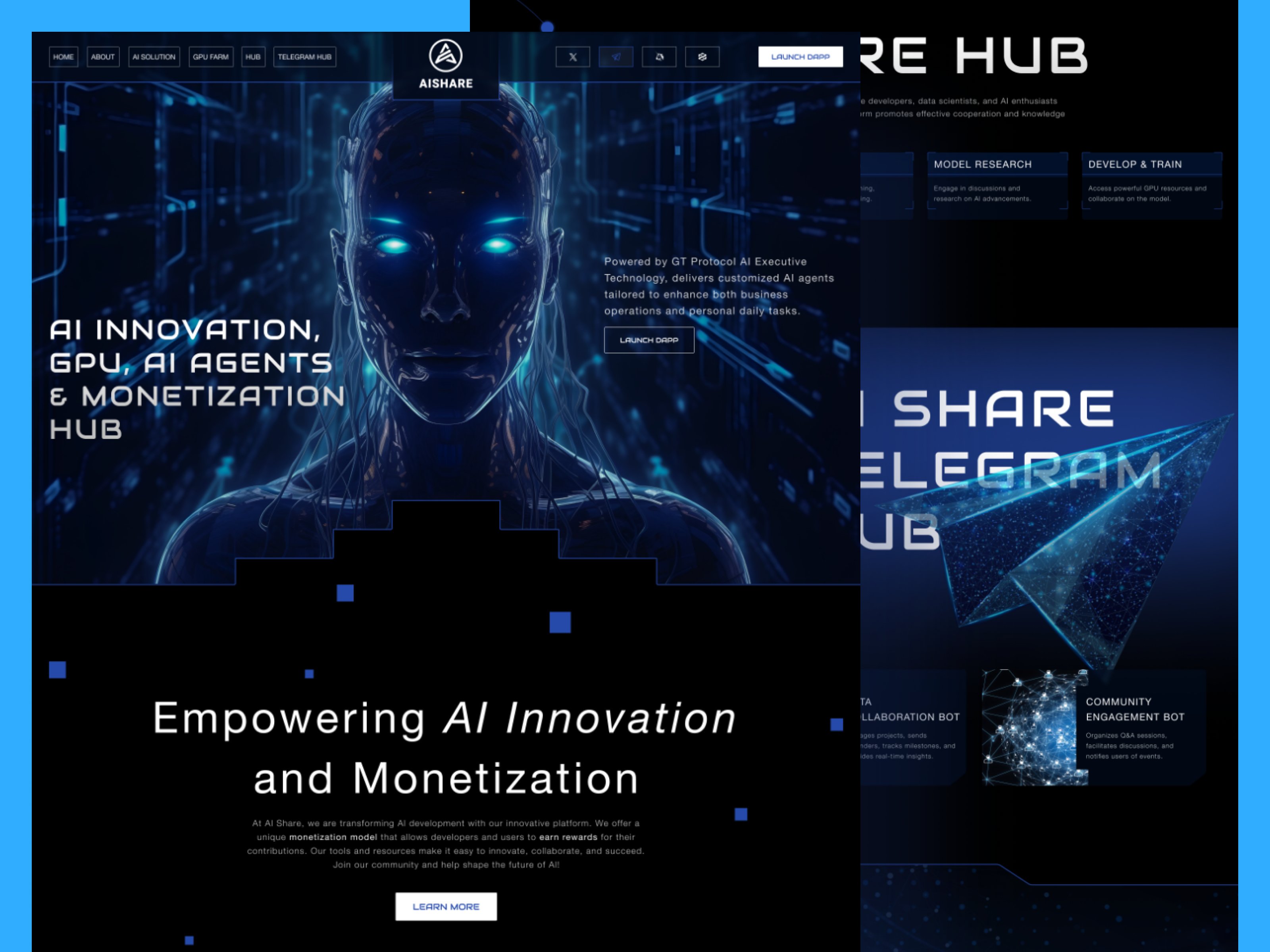 AI Share Hub — Web3 AI Platform Website Design b2bdesign blockchaindesign cryptowebsite darkui dashboarddesign figmadesign fintechdesign futuristicdesign glowdesign interface landingpage modernweb productdesign saaswebsite startupwebsite techplatform uiux web3design webdesign webdesigner