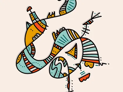The Binary Grotto and The Signal Scavenger abstract branding characterdesign design illustration inkandpixel lineart minimalism retrofuturism surrealism ui vectorillustration