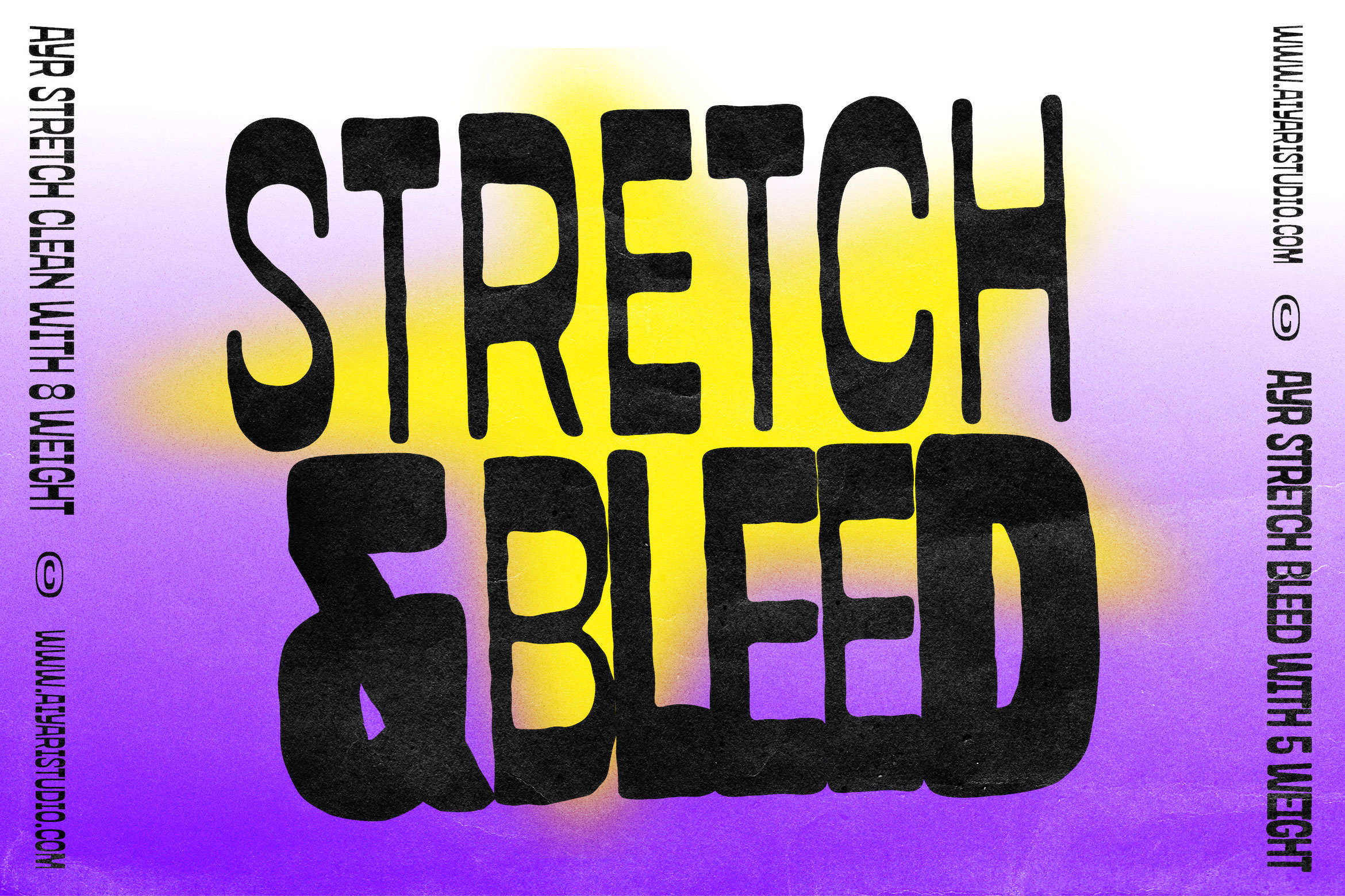 Stretch & Bleed Font Family 90s aesthetic aiyari anti design branding brutalist display distorted free font graphic design grunge ink bleed open type organic raw retro squeezed texture font typeface vintage