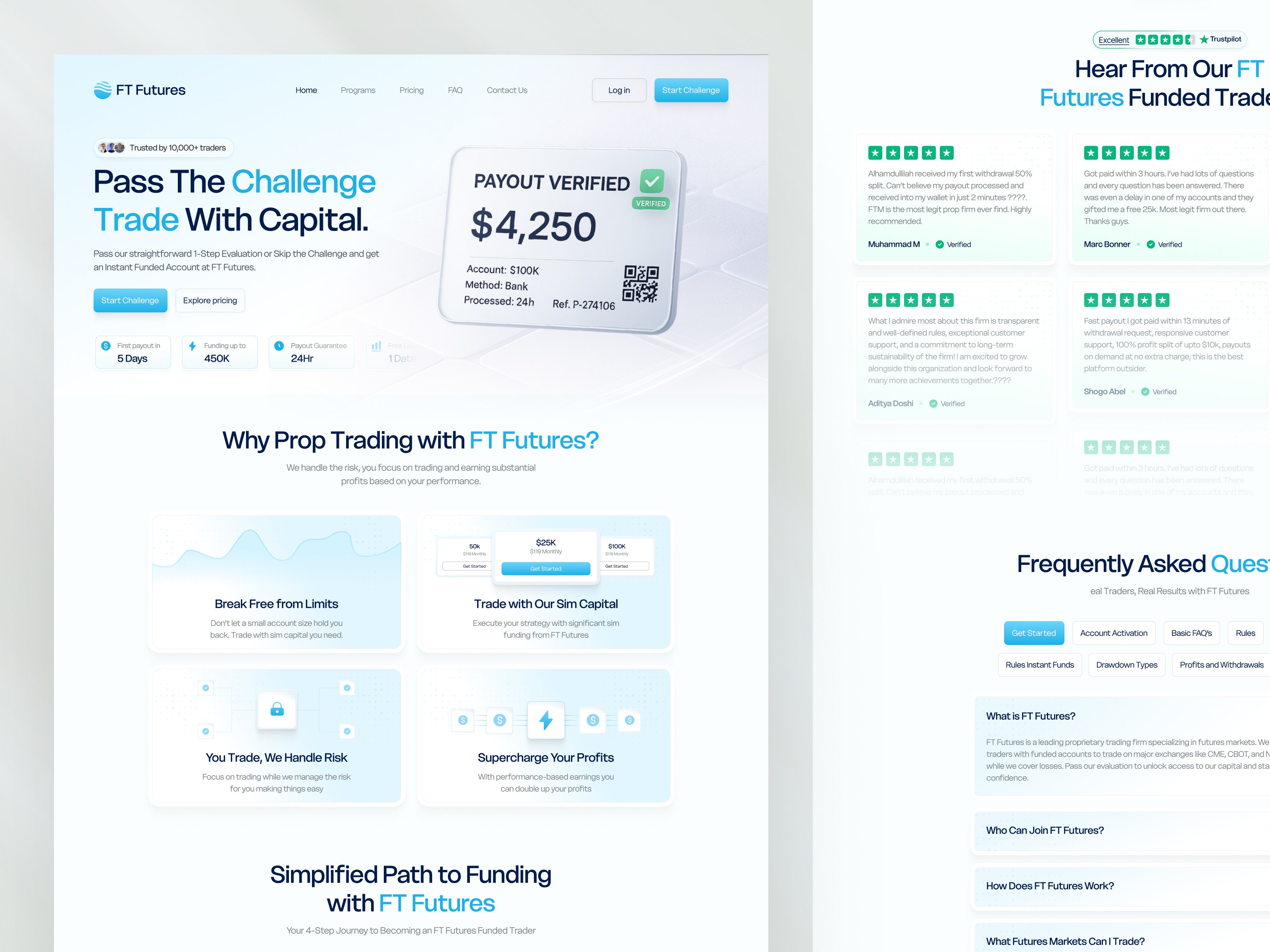 Prop Firm Website — Light Theme Landing Page best prop firm crypto prop firm crypto trading fintech website forex broker firm forex trading funding firm future prop firm landing page prop firm landing page prop firm ui prop trading prop trading website trade2earn trader trading platform trading website uiux web design web3