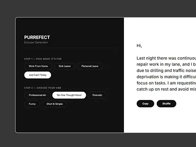 Excuse Generator graphic design grayom layout minimal simple ui web design website