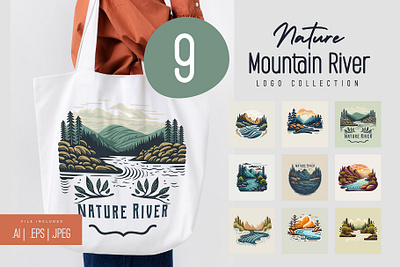 Nature River Mountain Logo Template illustration logo mountain nature river