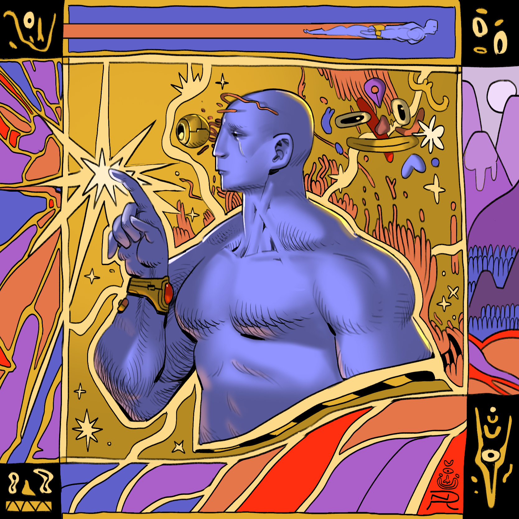 Observation alien being clip studio paint colorful comics god illustration science fiction scifi