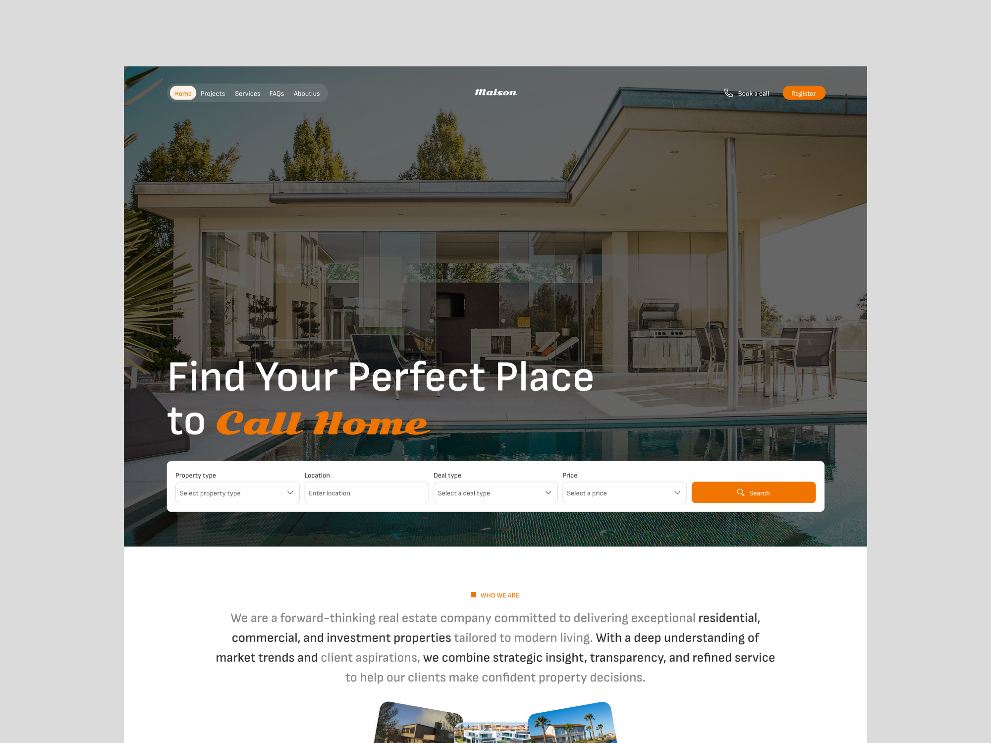 Maison - A Real Estate Website houses landing page real estate ui uiux design web design website