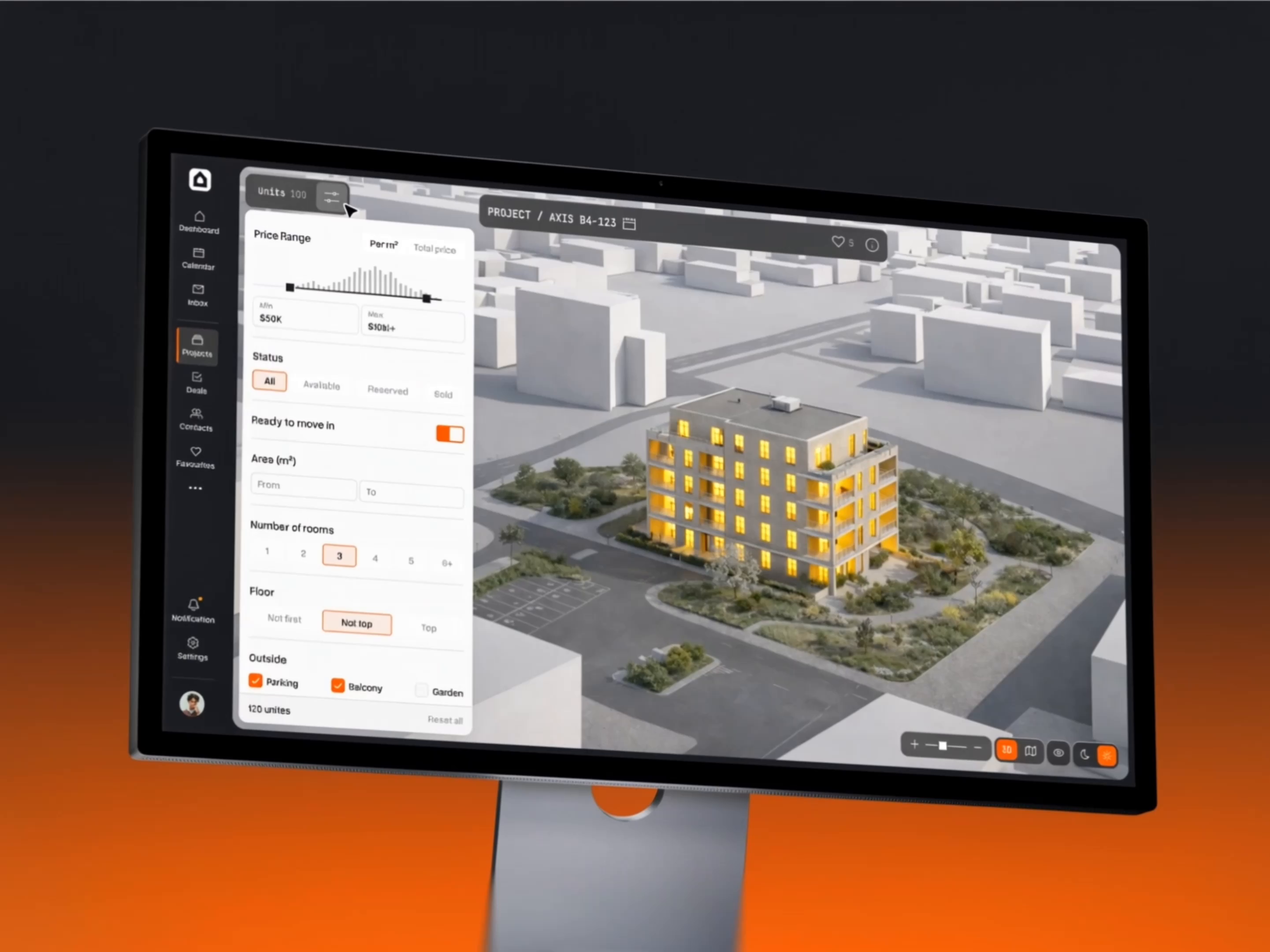 Apartment Sales CRM Dashboard — Real Estate Dealroom UI