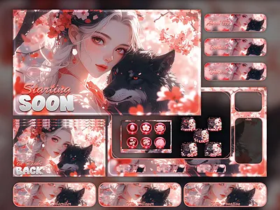 Sakura Wolf Animated Stream Overlay Pack Twitch Overlay chinese overlays dark japan overlay dark japan twitch dark japanese twitch japan overlay japanese overlay kick stream overlay overlay japanese red sakura overlay sakura moon overlay sakura night overlay stream overlay stream overlay pack twitch japanese twitch overlay twitch overlay pack