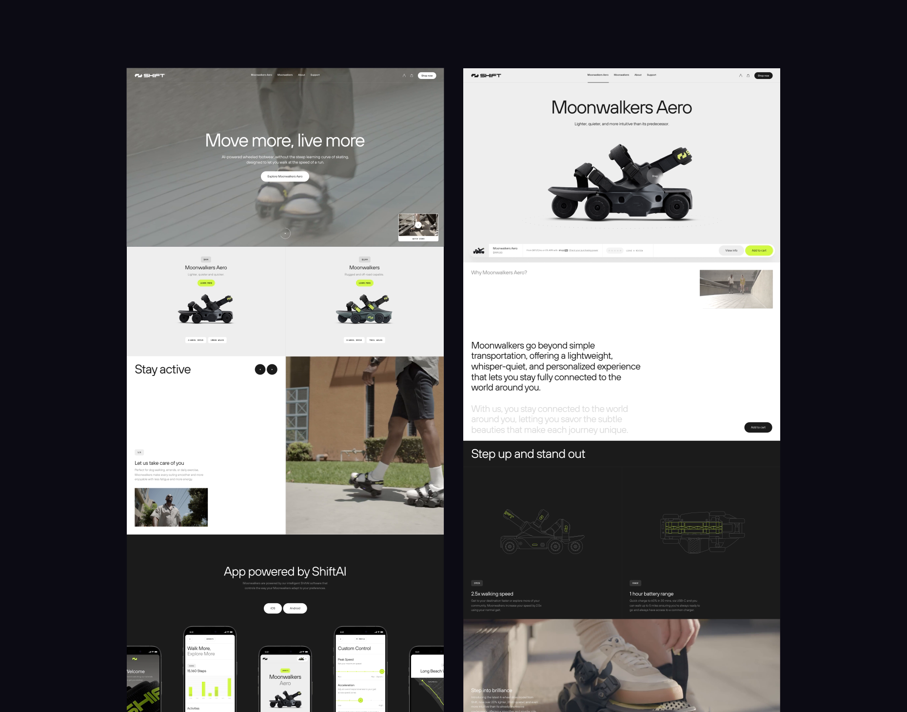 Example of Shift Robotics • Site & Brand Design