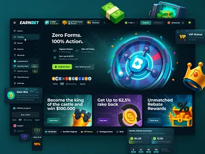 EarnBet - Casino Redesign betting casino casino app casino design casino interface casino slot crypto casino gambling gambling design igaming igaming design online casino slot design slot machine web casino web design casino
