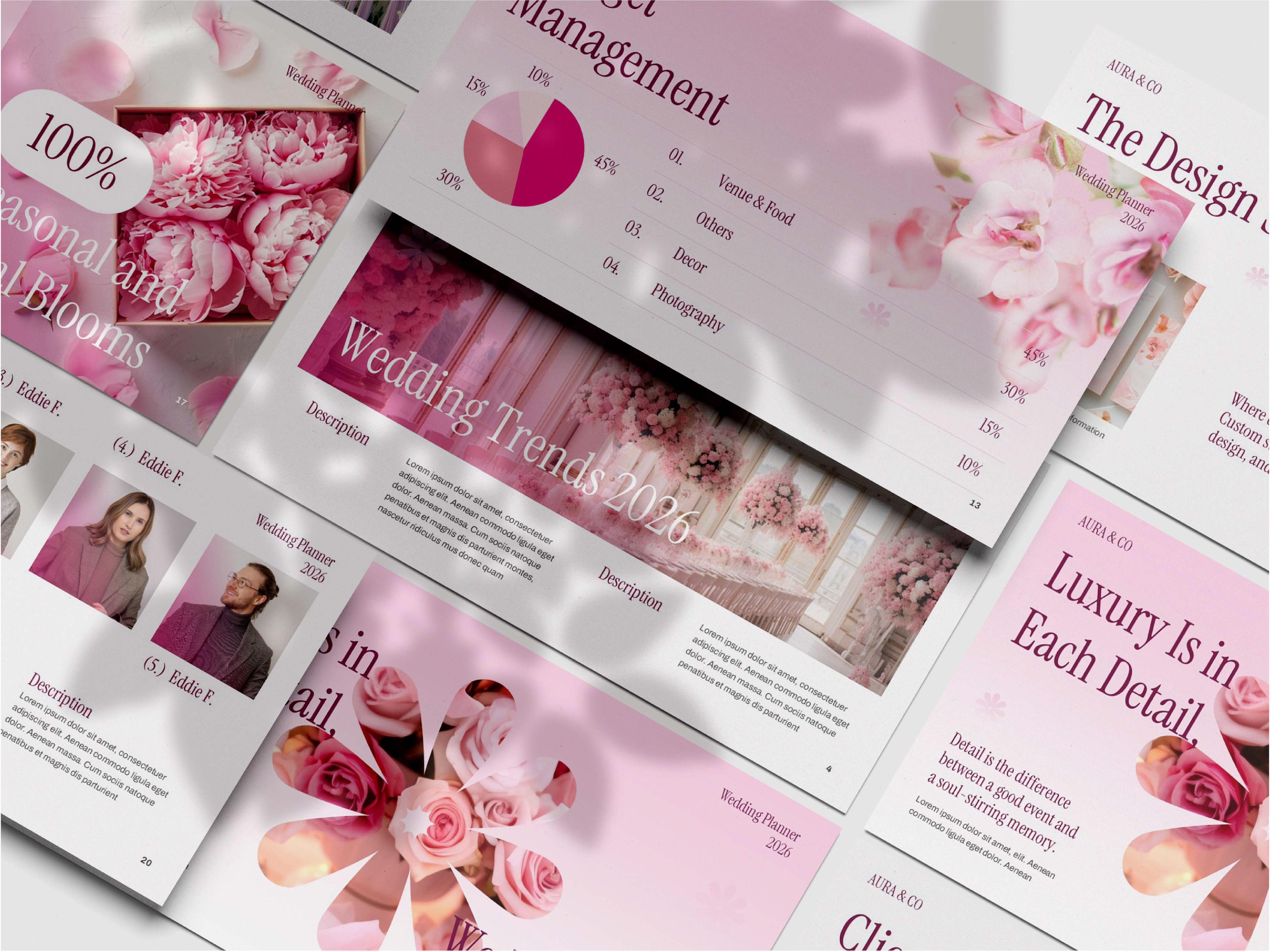 Aura & Co Wedding Planner design pitchdeck planner design powerpoint template presentation presentation design slides wedding planner design