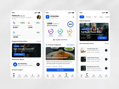 AI Fitness & Nutrition App 🏋️‍♂️🥗 ai fitness coach ai fitness companion figma ui kit fitness coach fitness data fitness metrics fitness tracker fitness trainer app fitness ui gps ui gym app jogging app minimal orange ui kit workout