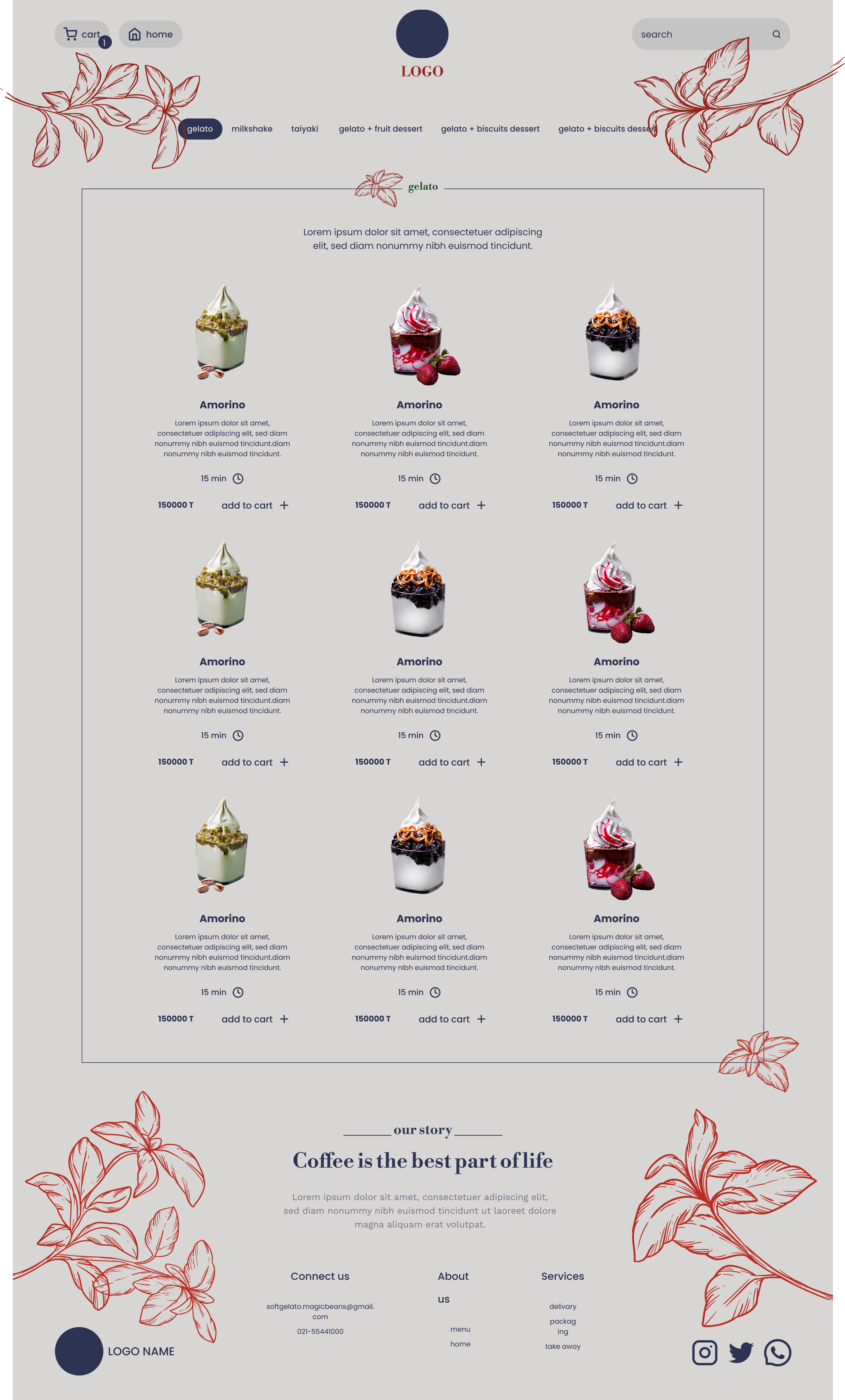 Landing page design for Café