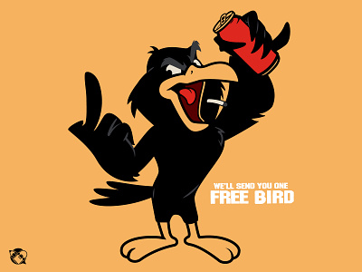 Free bird! character design crow design graphics illustration middle finger t shirt design vector vector design