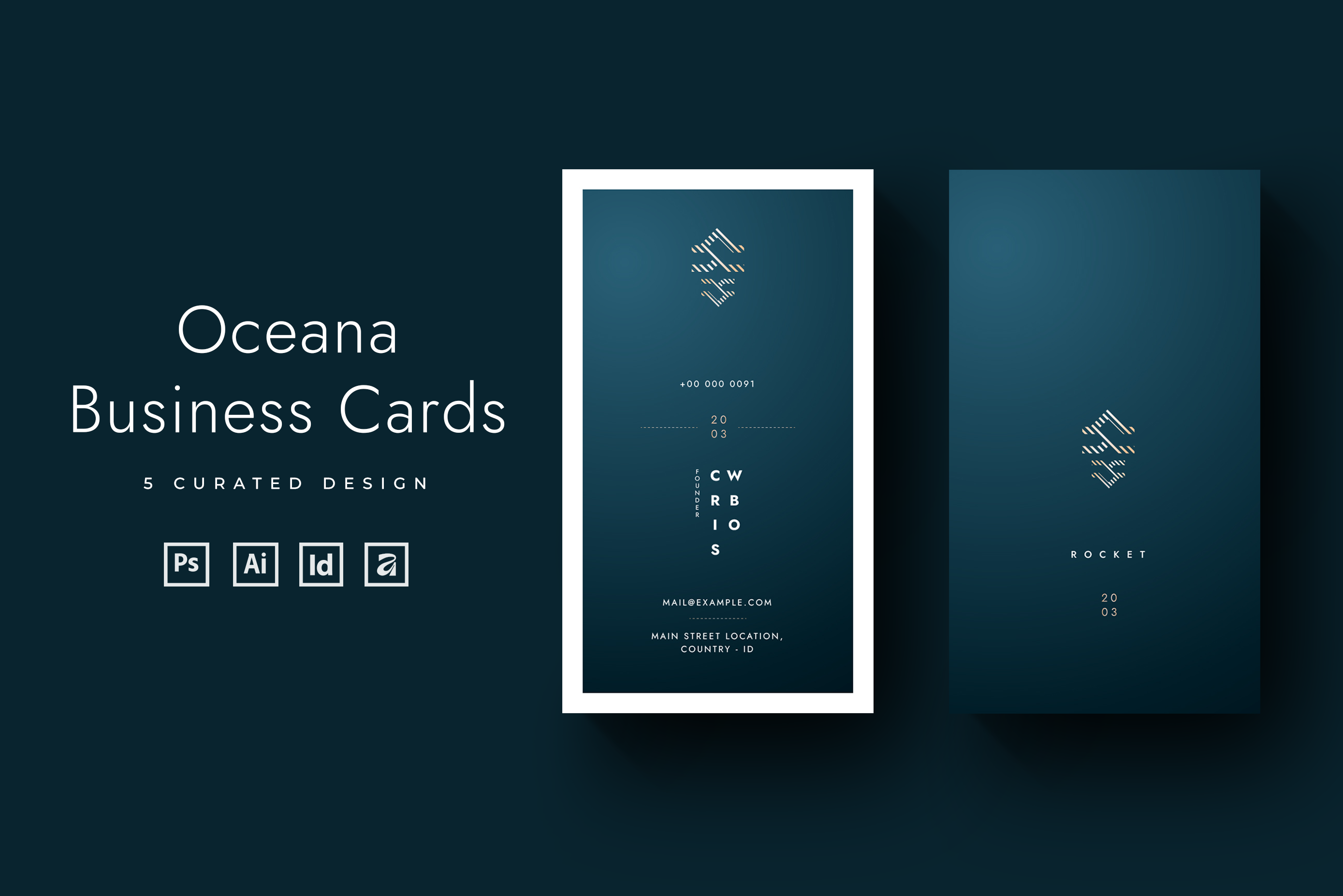 Oceana - Exclusive Business Cards business business card card clean design dark green dark green business card eps business cards indesign business card psd business card qr code business card vector business cards vertical business card