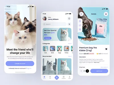 Smart Pet Care Mobile App care details screen dog design dog walking ecommerceapp health app home screen marketplace mobile app mobile app design mobile app ux mobile marketplace modern app ui pet app pet care app price product design ui ux design uiux