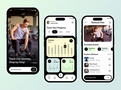 Workout Tracker Mobile App Design activity tracker digital health app exercies app figma design fitness app gym health health care app health monitoring app health tracker ios app mobile app mobile ui personal trainer app product design uiux ux design wellness app workout