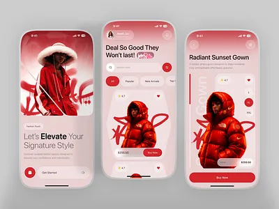 Fashion E-Commerce Mobile App UI Design app design branding ecommerce ecommerce app fashion fashion app fashion ecommerce minimal ui mobile app modern ui online shopping online store outfit redesign shopping cart style ui design uiux ux design