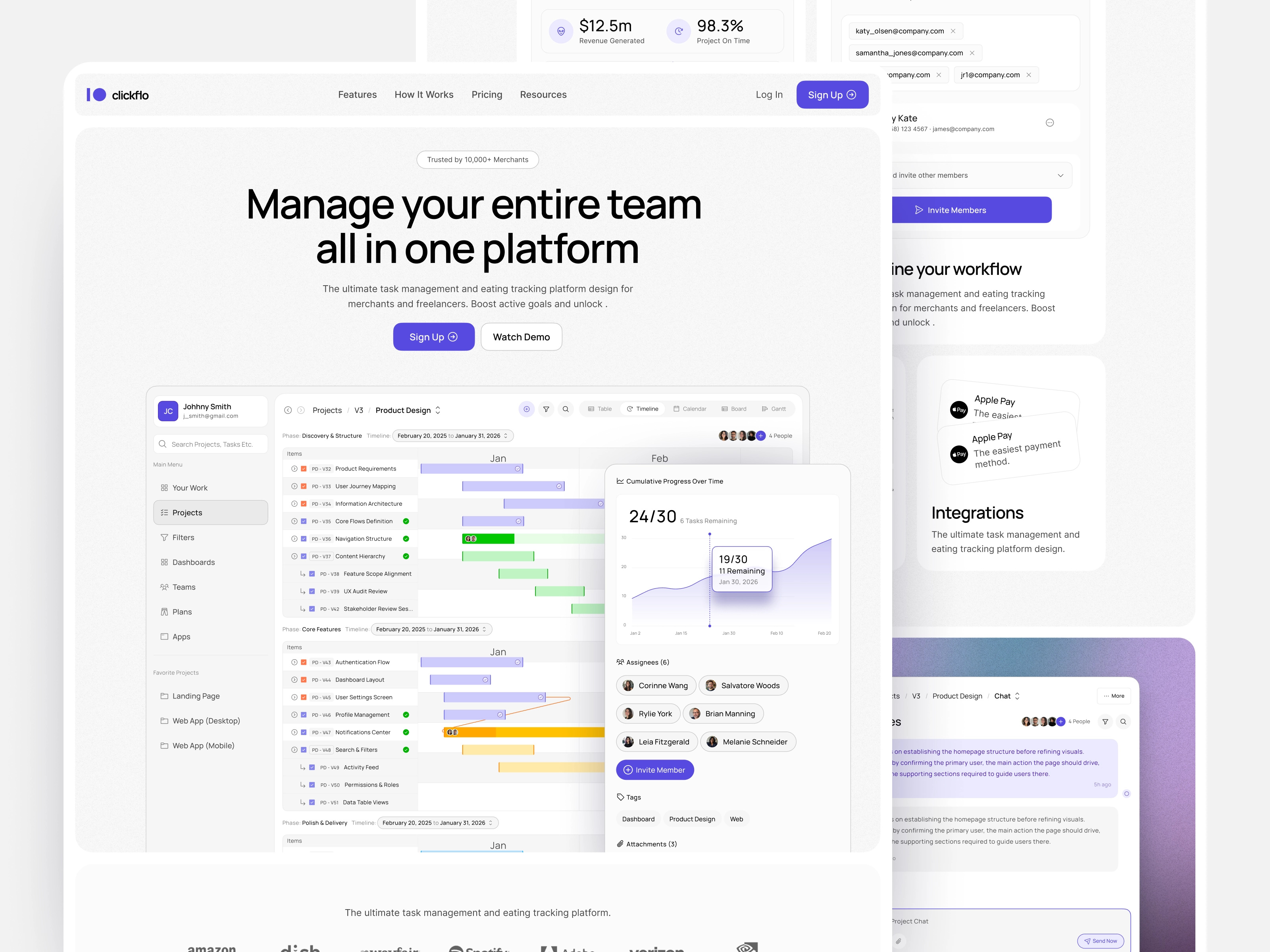 Project Management SaaS Landing Page UI